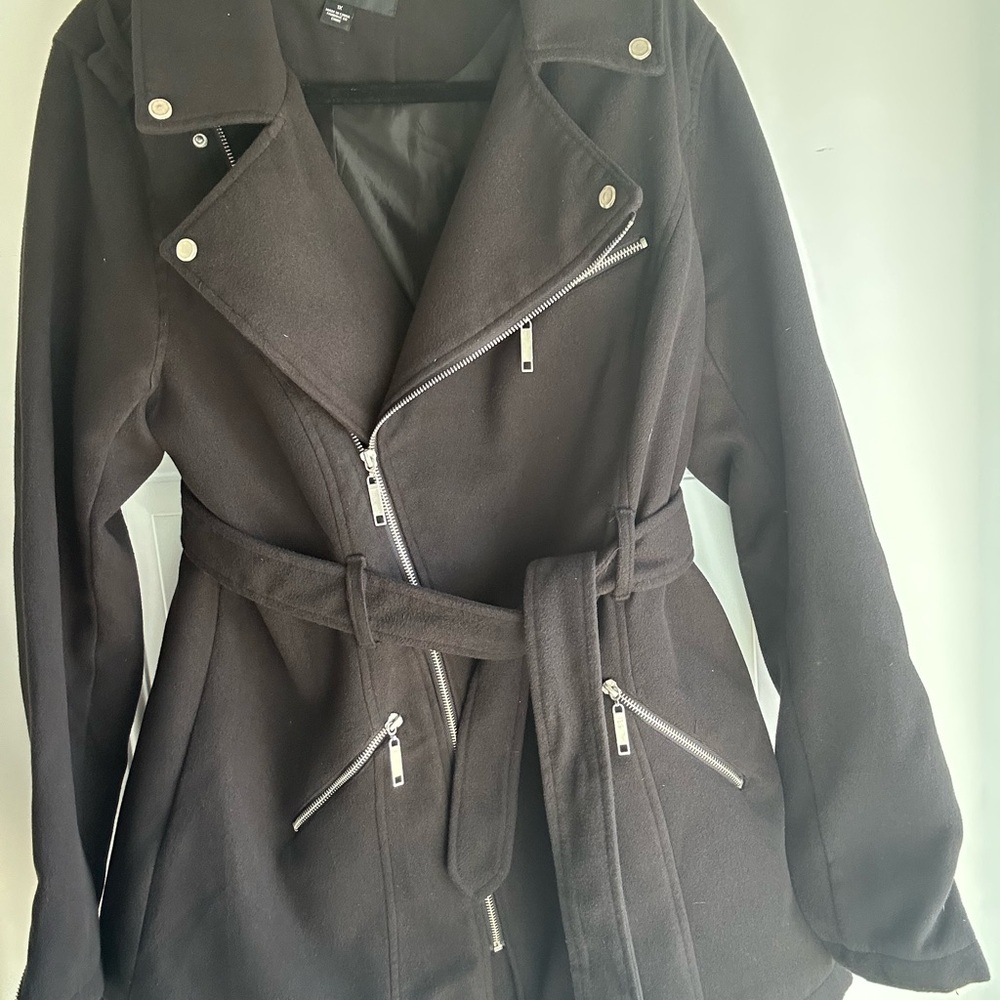 Forever 21 Black Belted Leather Jacket